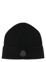 Bonnet Moncler en cuir noir