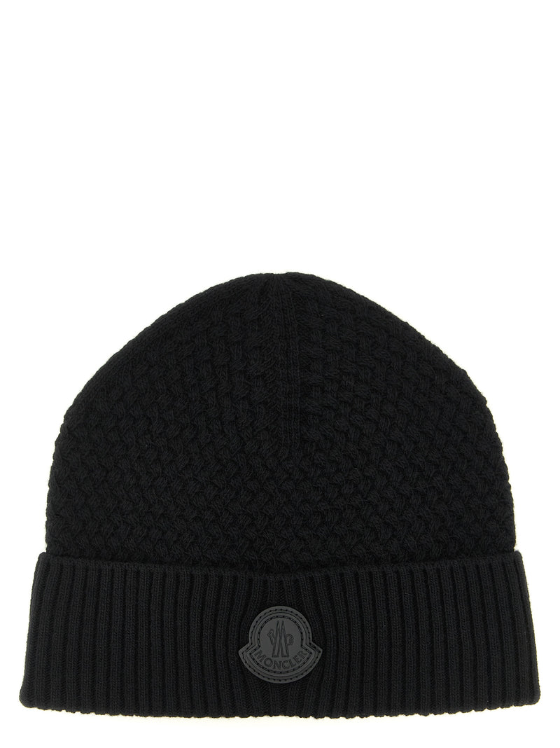 Bonnet Moncler en cuir noir