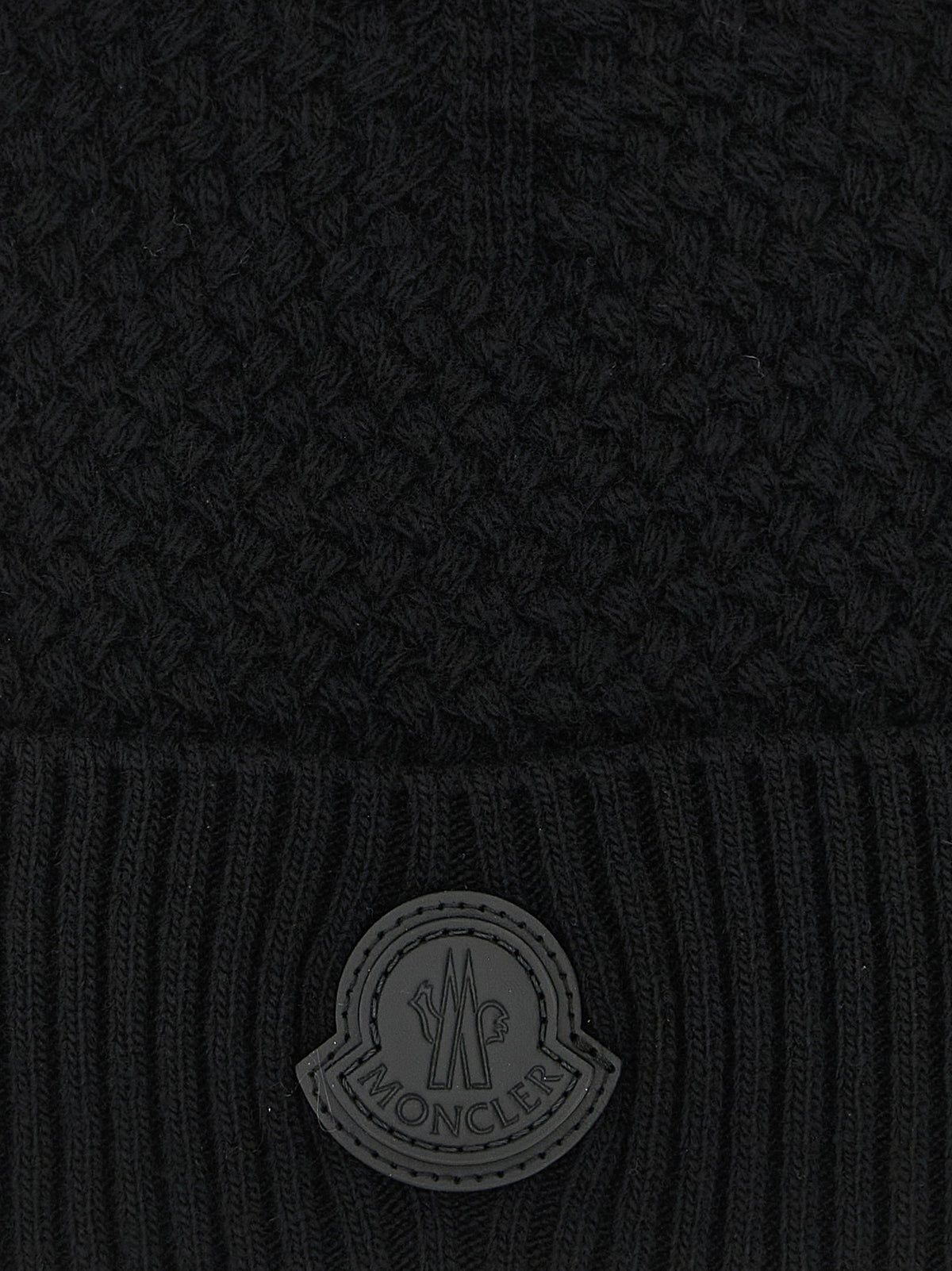 Bonnet Moncler en cuir noir