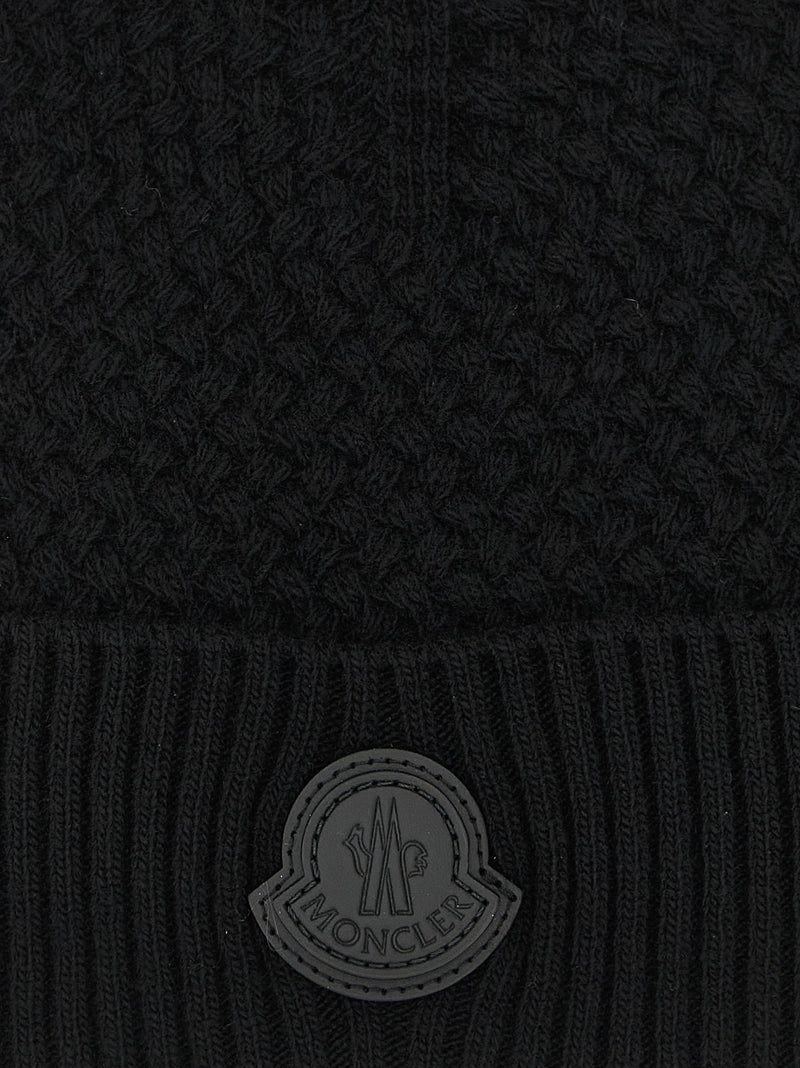 Bonnet Moncler en cuir noir