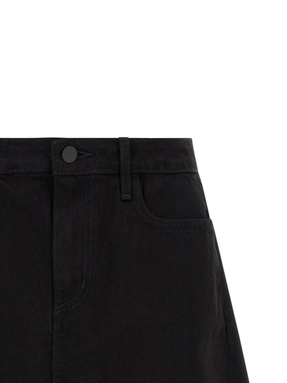 L'Agence Black Cotton Bermuda Shorts