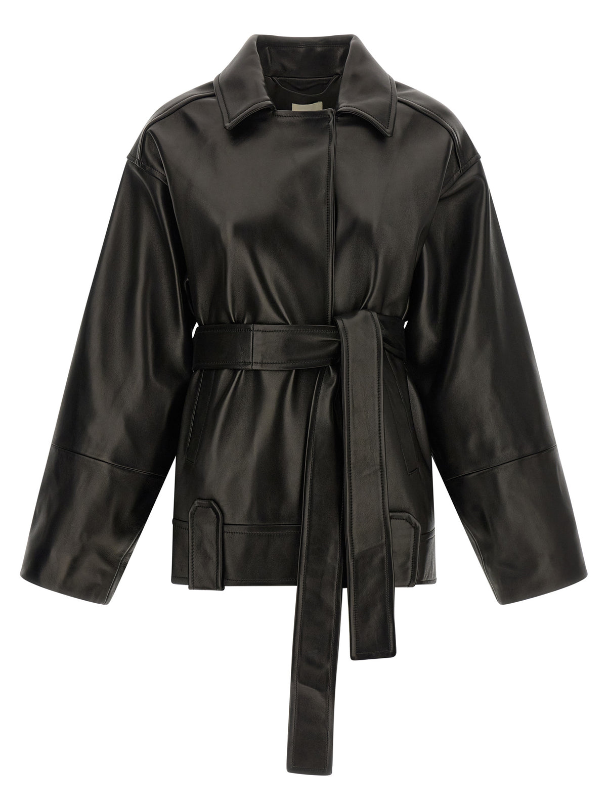 Veste en cuir d'agneau noire Khaite