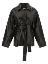 Veste en cuir d'agneau noire Khaite