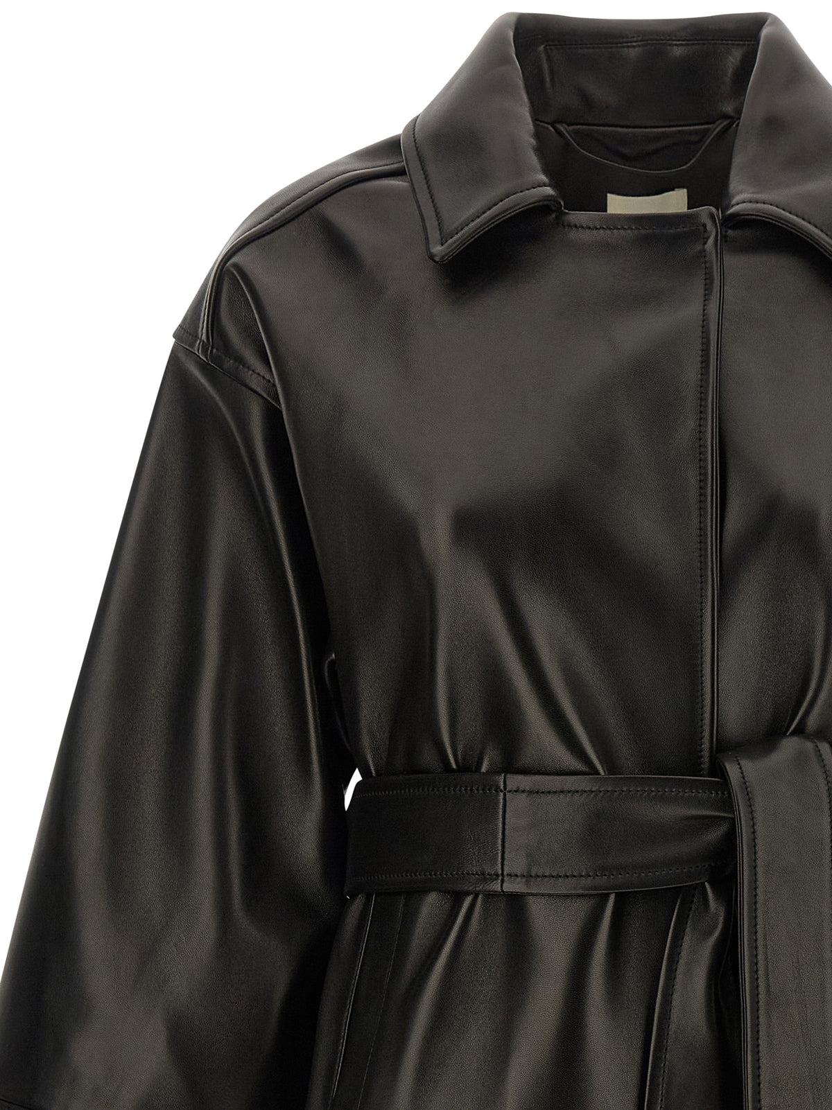 Veste en cuir d'agneau noire Khaite