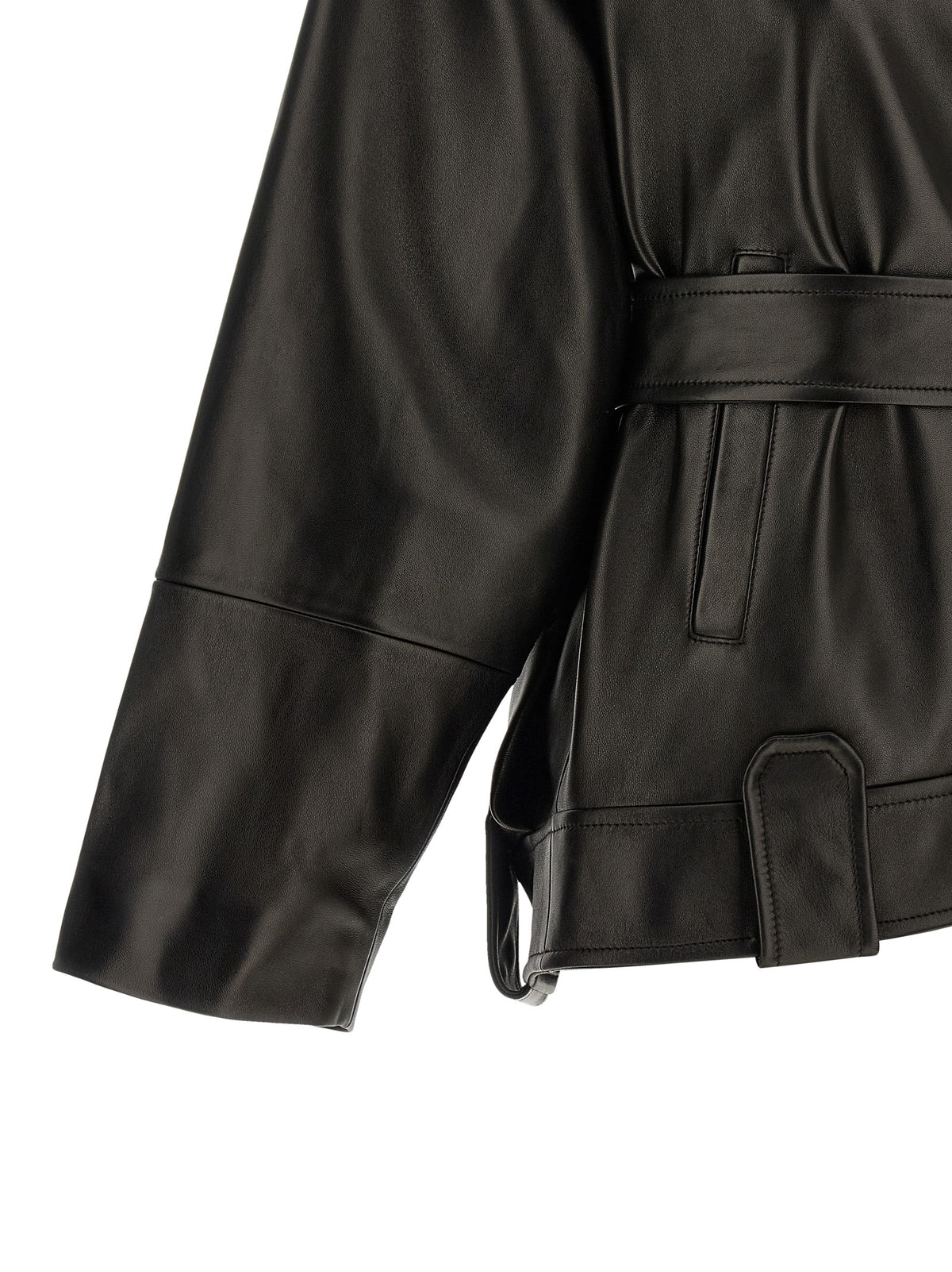 Veste en cuir d'agneau noire Khaite