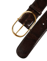 Ceinture Dolce &amp; Gabbana en cuir de python marron avec boucle en métal doré