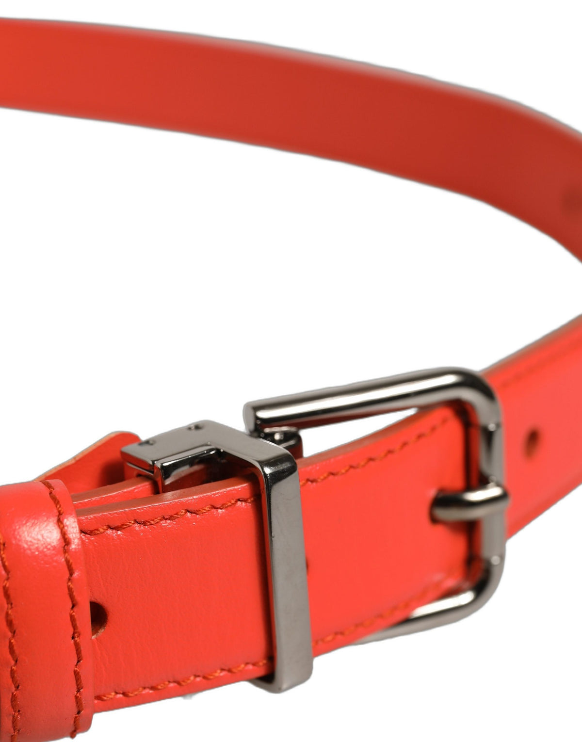 Ceinture Dolce & Gabbana en cuir rouge et boucle en métal argenté