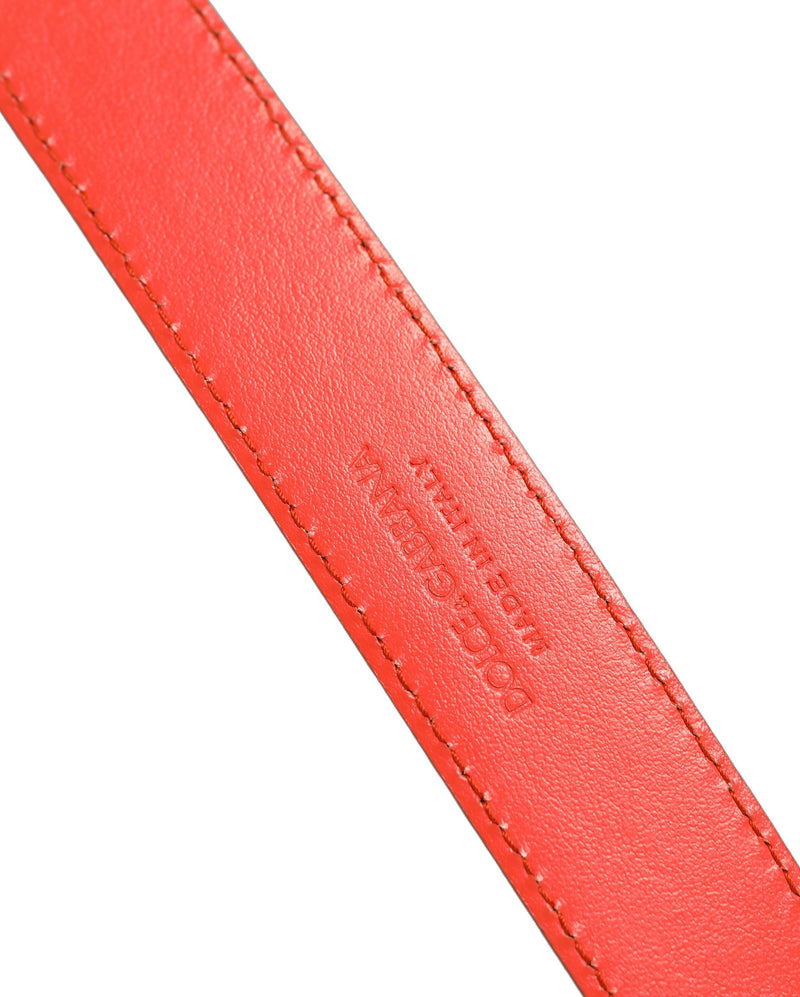Ceinture Dolce & Gabbana en cuir rouge et boucle en métal argenté