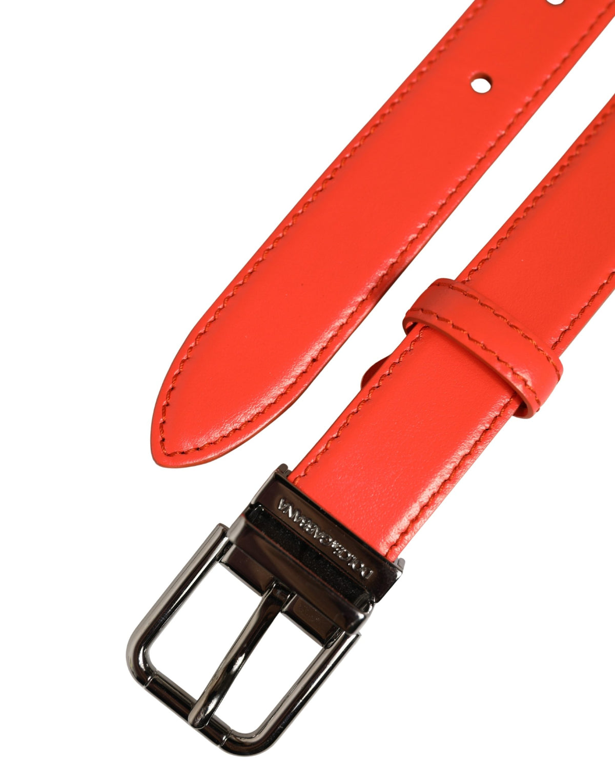 Ceinture Dolce & Gabbana en cuir rouge et boucle en métal argenté