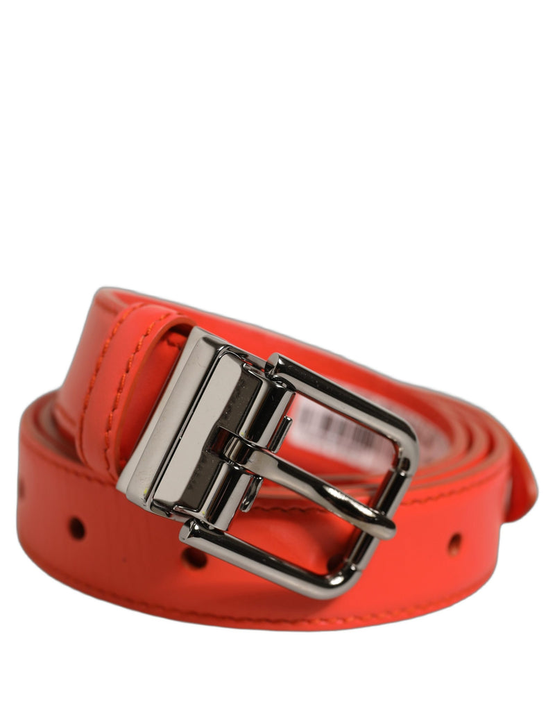 Ceinture Dolce & Gabbana en cuir rouge et boucle en métal argenté