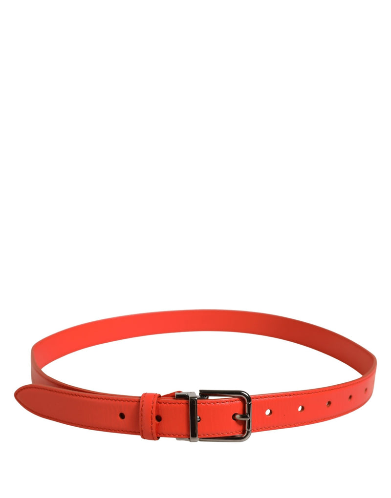 Ceinture Dolce & Gabbana en cuir rouge et boucle en métal argenté