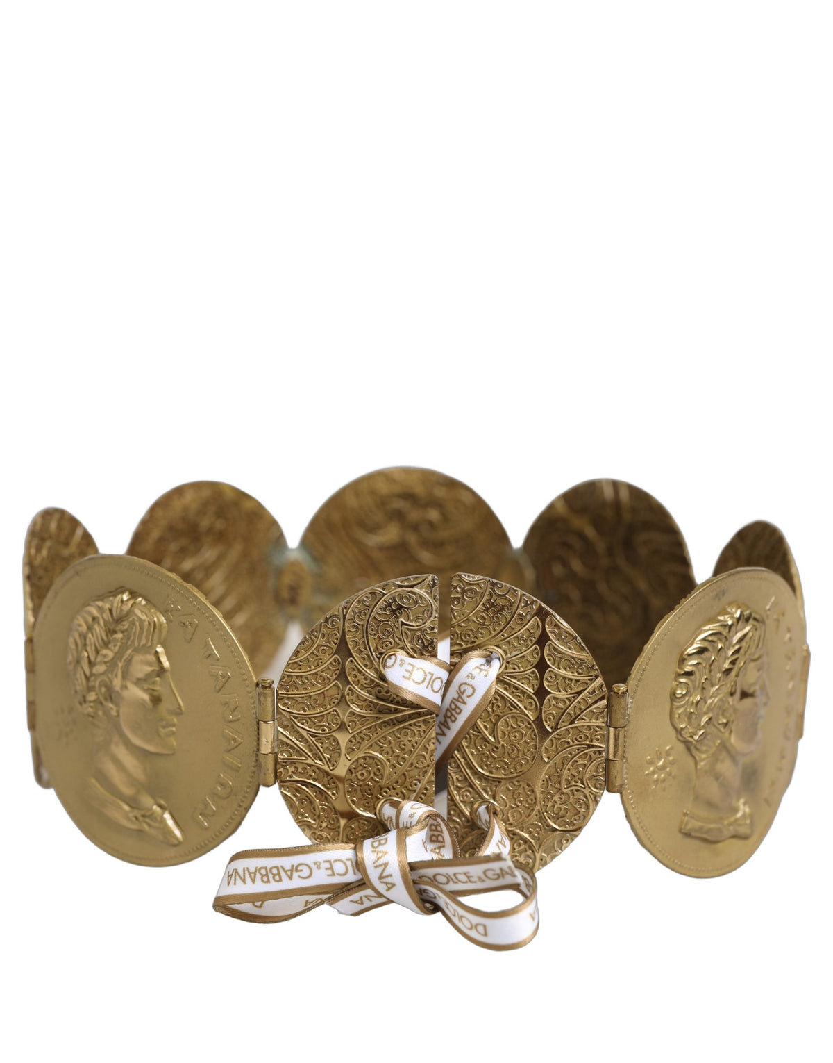 Ceinture Dolce & Gabbana en laiton doré avec pièces de monnaie en métal