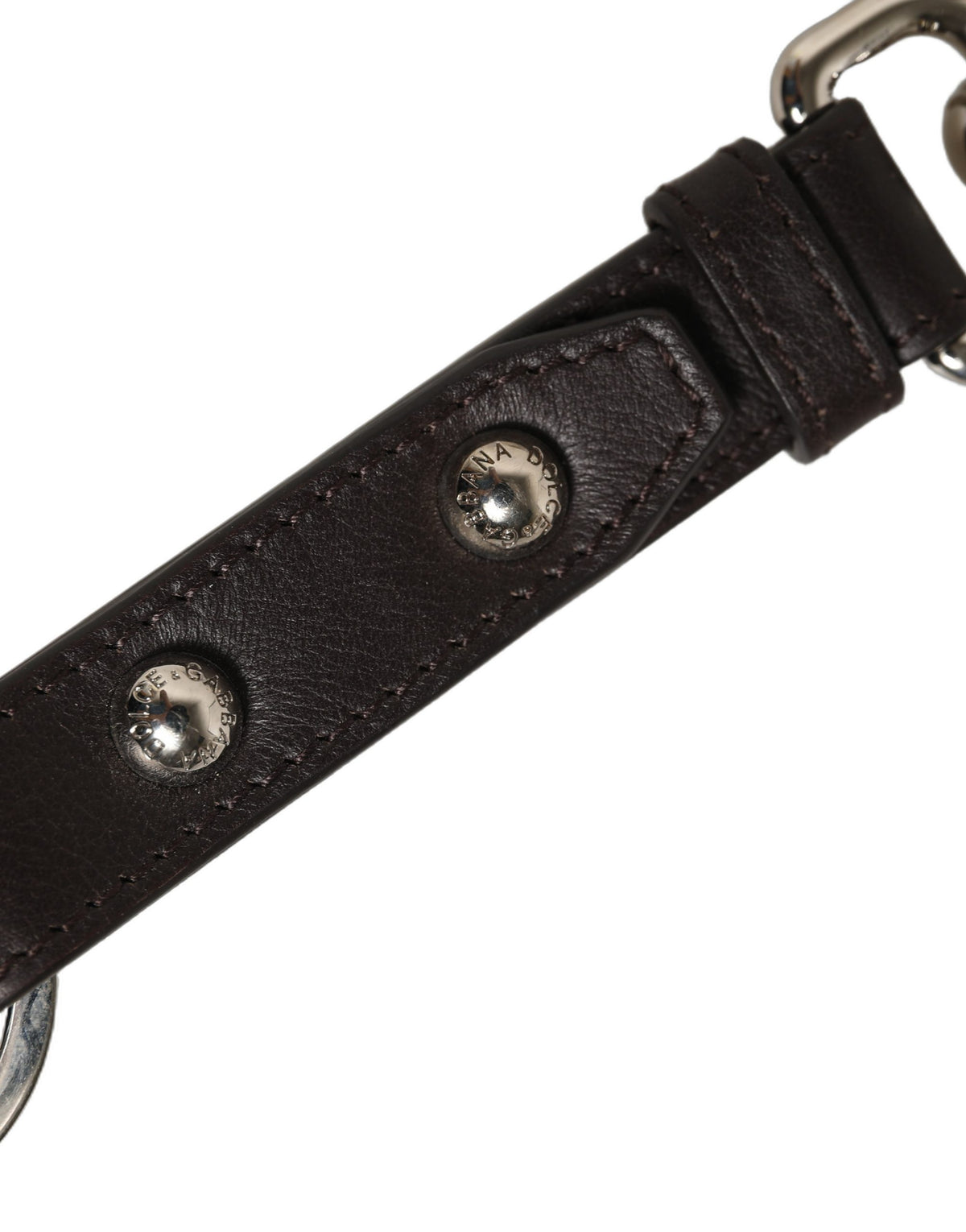 Porte-clés Dolce & Gabbana en cuir noir uni et laiton argenté