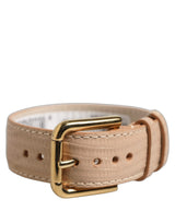 Bracelet Dolce & Gabbana en cuir texturé beige et boucle ardillon dorée