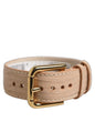Dolce & Gabbana Beige Textured Leather Gold Buckle Belt Strap Bracelet