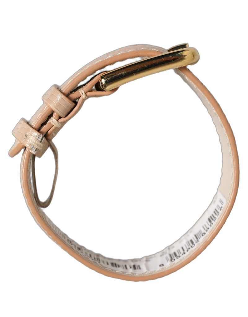 Bracelet Dolce & Gabbana en cuir texturé beige et boucle ardillon dorée