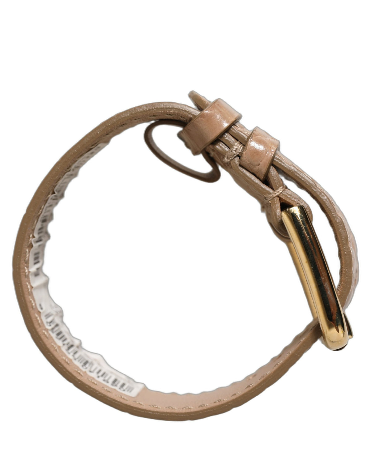 Bracelet Ceinture Dolce & Gabbana en Cuir Gaufré Marron avec Boucle Dorée