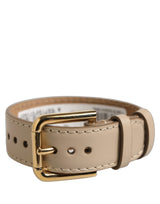 Bracelet en cuir de veau beige Dolce & Gabbana avec boucle dorée