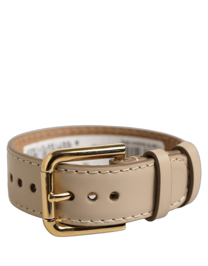 Bracelet en cuir de veau beige Dolce & Gabbana avec boucle dorée