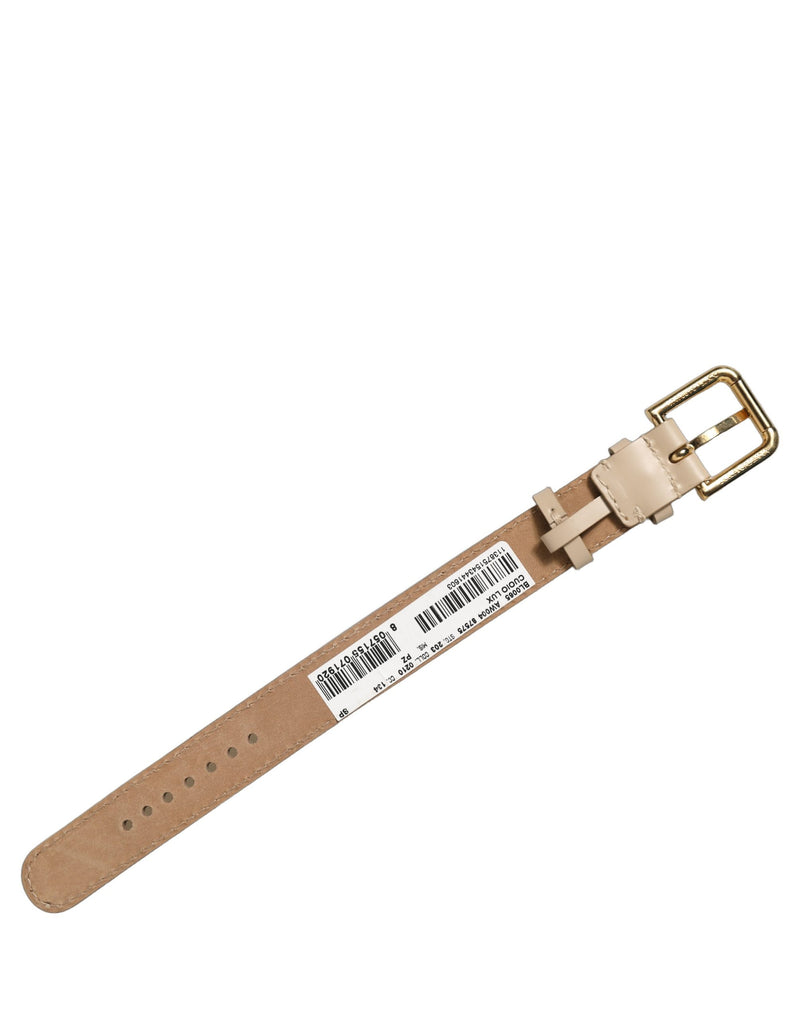 Bracelet en cuir de veau beige Dolce & Gabbana avec boucle dorée