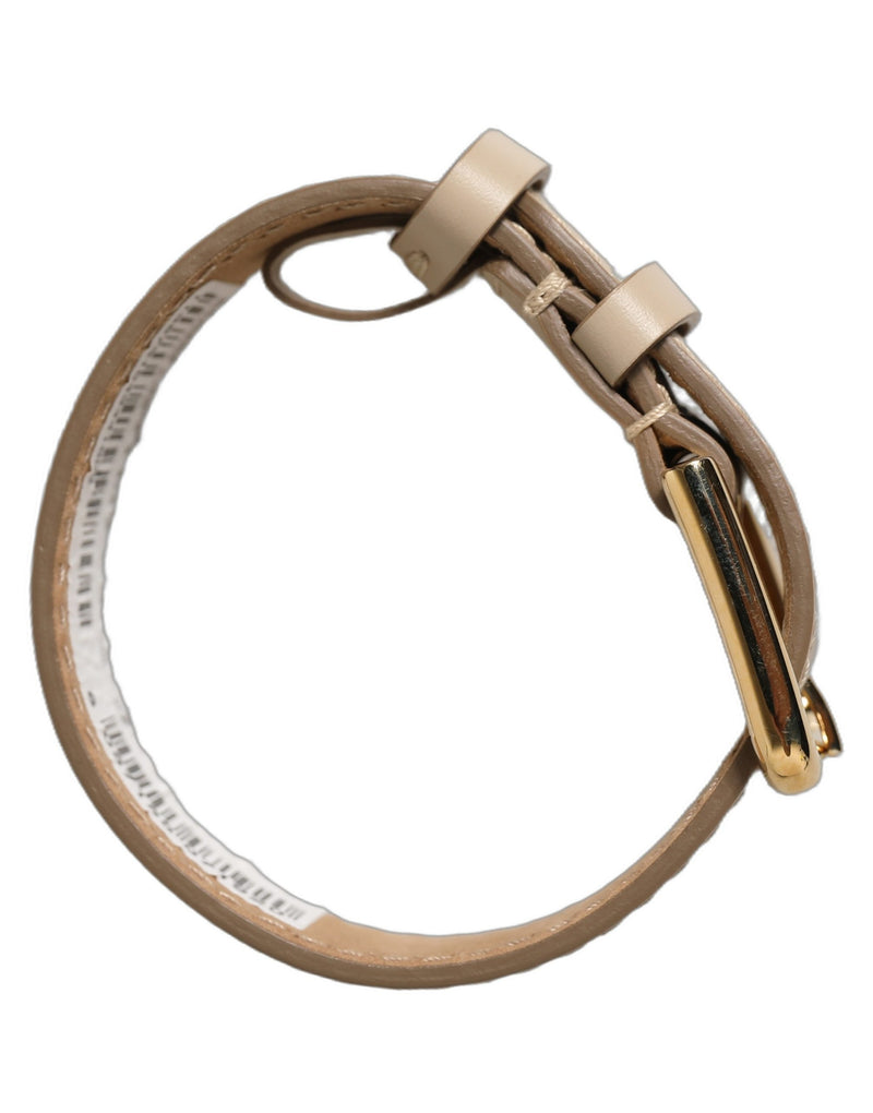 Bracelet en cuir de veau beige Dolce & Gabbana avec boucle dorée