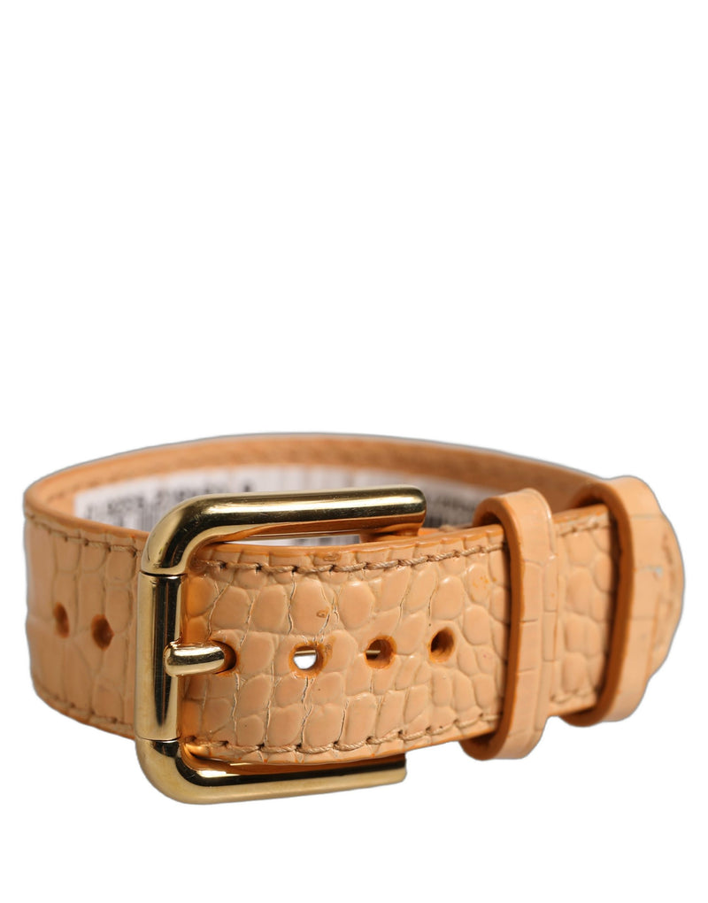 Bracelet de ceinture Dolce & Gabbana en cuir gaufré beige avec boucle dorée