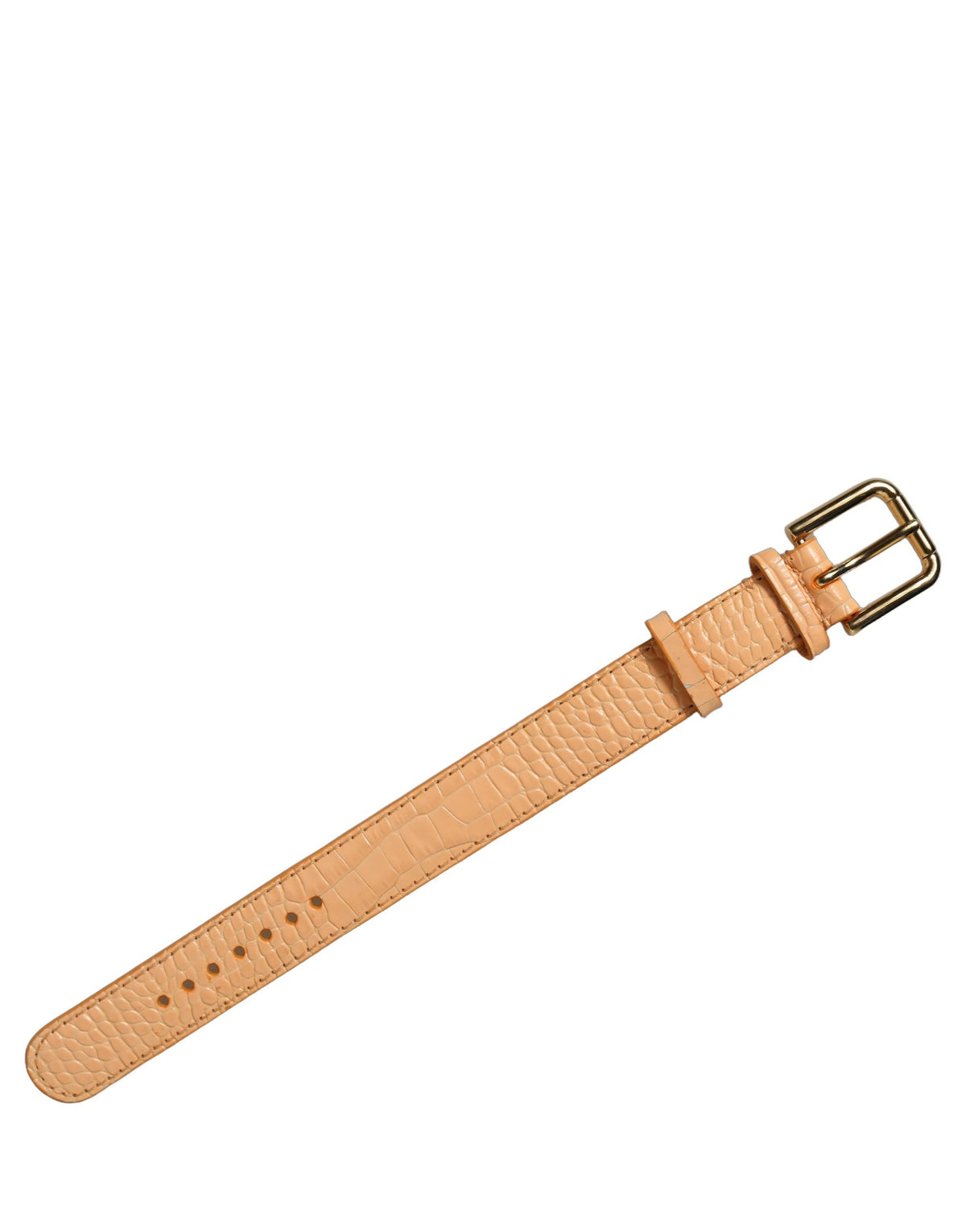 Bracelet de ceinture Dolce & Gabbana en cuir gaufré beige avec boucle dorée