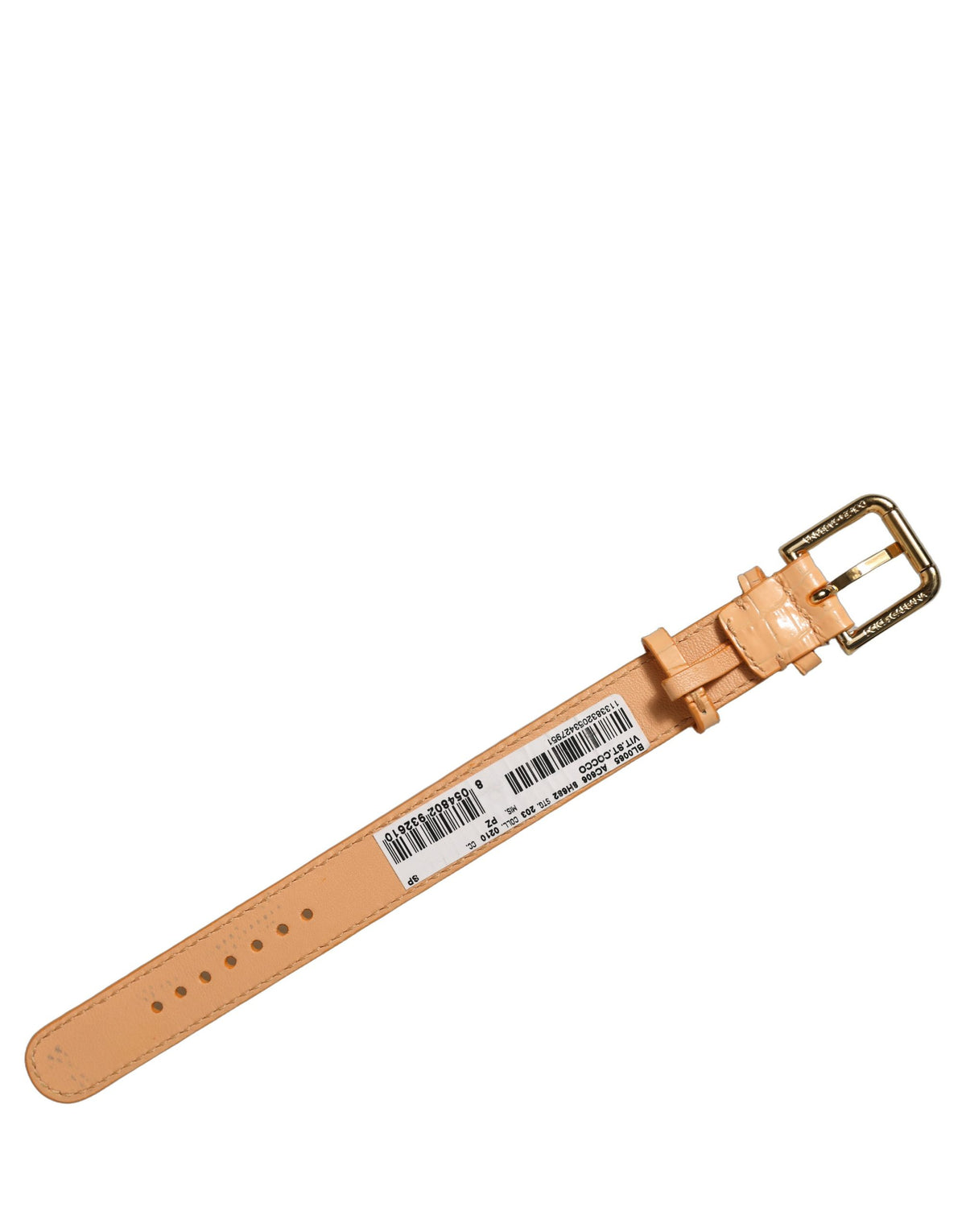 Bracelet de ceinture Dolce & Gabbana en cuir gaufré beige avec boucle dorée