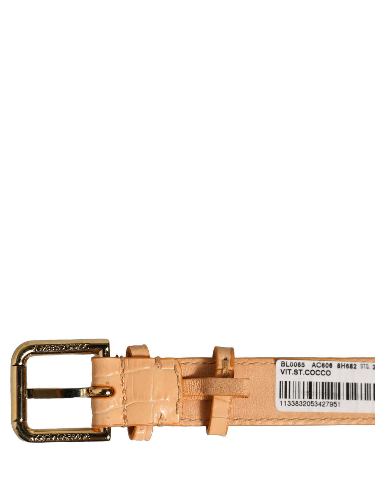 Bracelet de ceinture Dolce & Gabbana en cuir gaufré beige avec boucle dorée