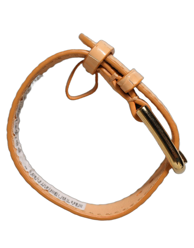 Bracelet de ceinture Dolce & Gabbana en cuir gaufré beige avec boucle dorée