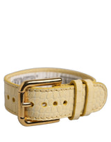 Bracelet de ceinture Dolce & Gabbana en cuir gaufré beige avec boucle dorée