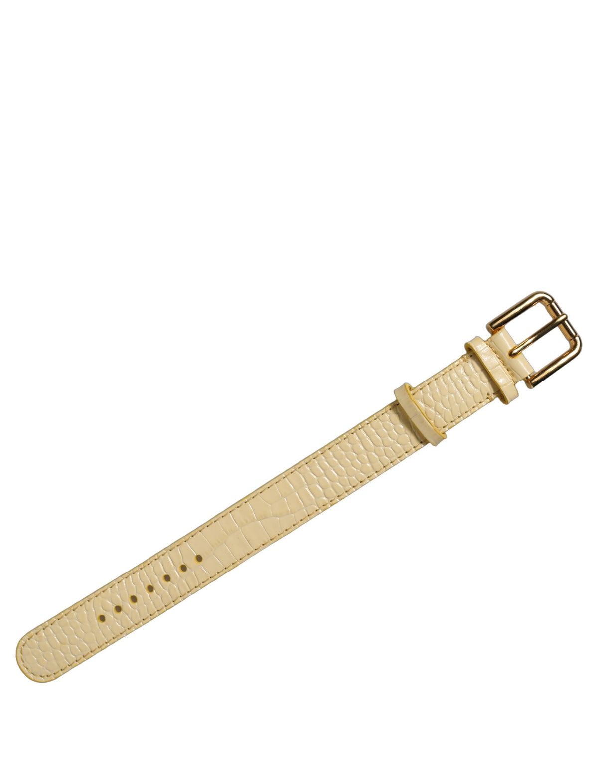 Bracelet de ceinture Dolce & Gabbana en cuir gaufré beige avec boucle dorée