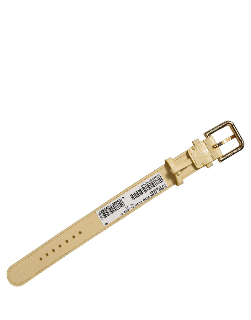 Bracelet de ceinture Dolce & Gabbana en cuir gaufré beige avec boucle dorée