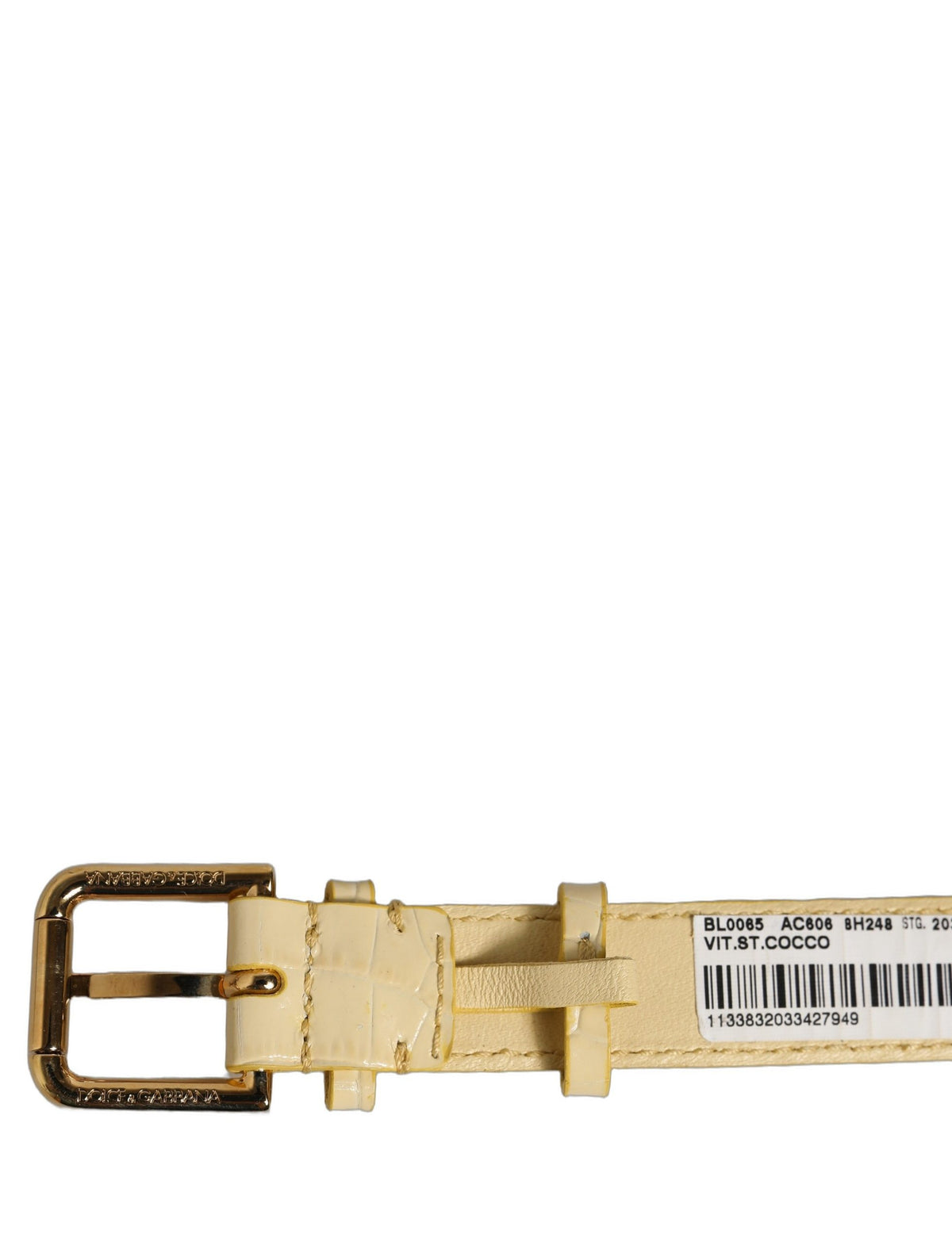Bracelet de ceinture Dolce & Gabbana en cuir gaufré beige avec boucle dorée