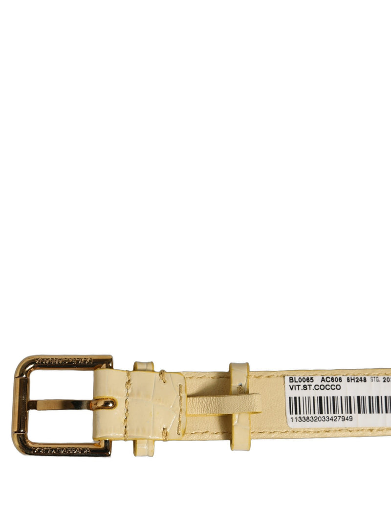 Bracelet de ceinture Dolce & Gabbana en cuir gaufré beige avec boucle dorée