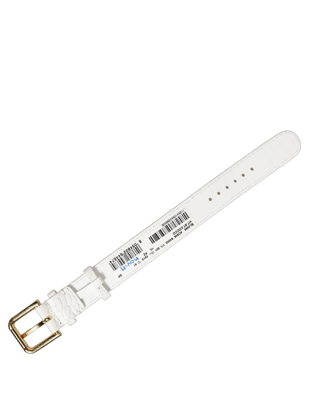 Dolce & Gabbana Bracelet-Manchette en Cuir Gaufré Blanc et Boucle Dorée