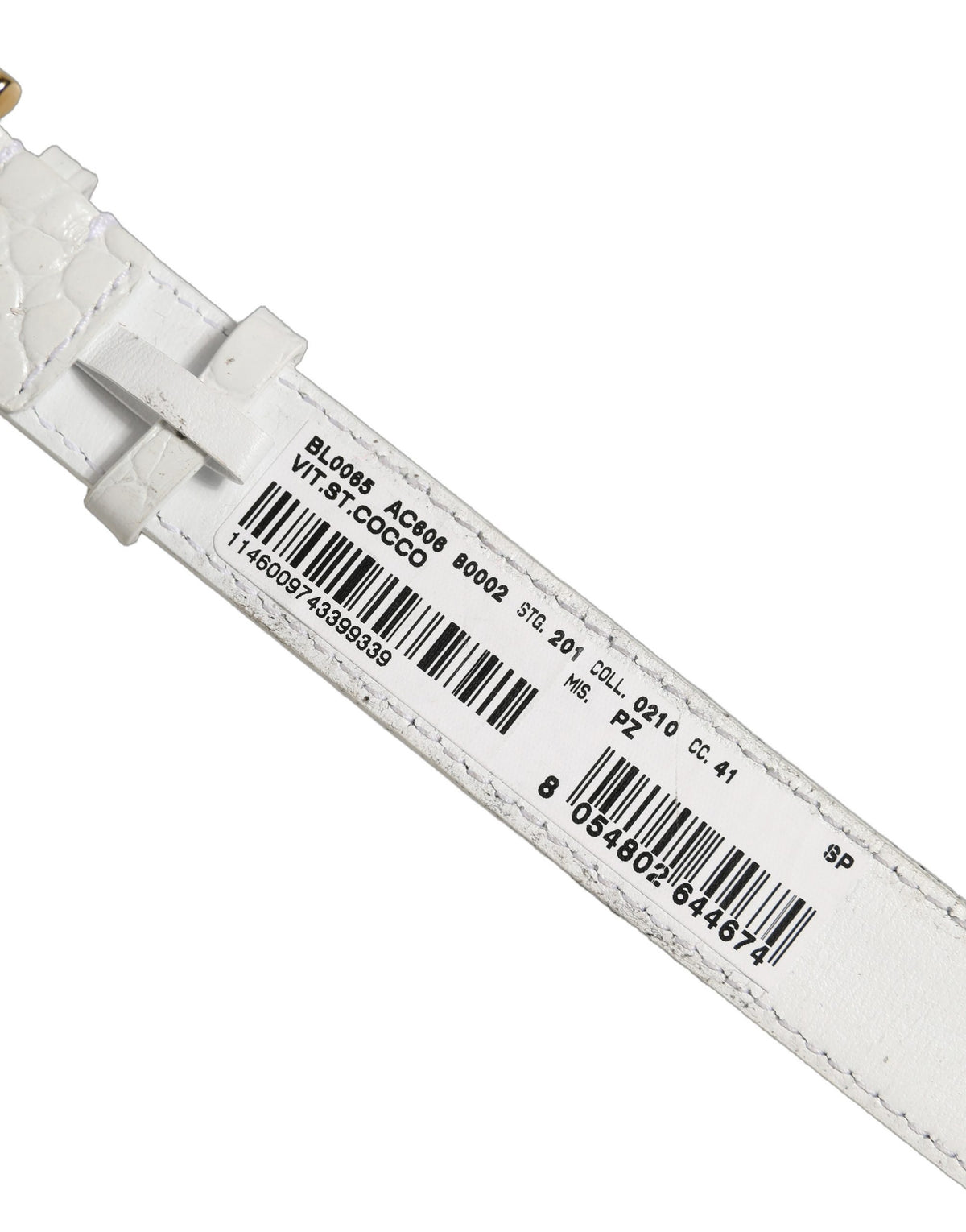 Dolce & Gabbana White Embossed Leather Gold Buckle Belt Strap Bracelet