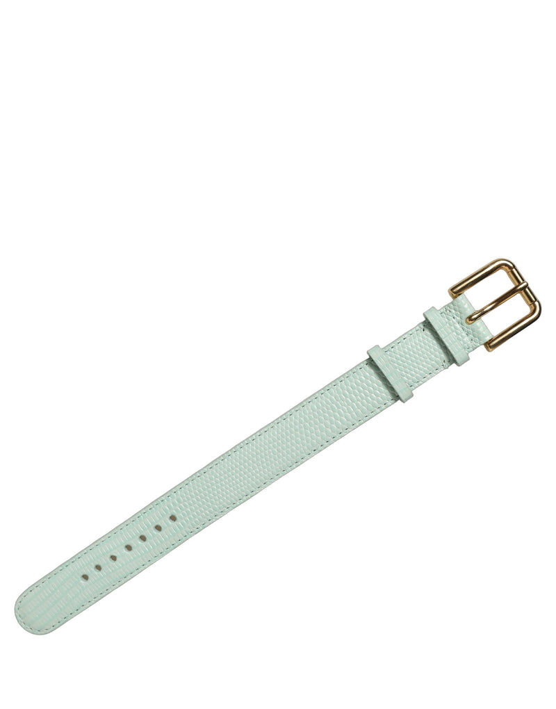 Bracelet de ceinture Dolce & Gabbana en cuir texturé vert et boucle dorée