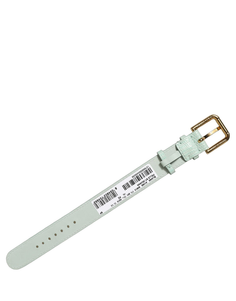 Bracelet de ceinture Dolce & Gabbana en cuir texturé vert et boucle dorée