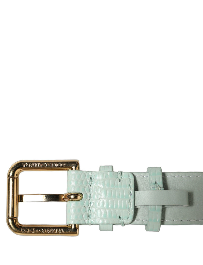 Bracelet de ceinture Dolce & Gabbana en cuir texturé vert et boucle dorée