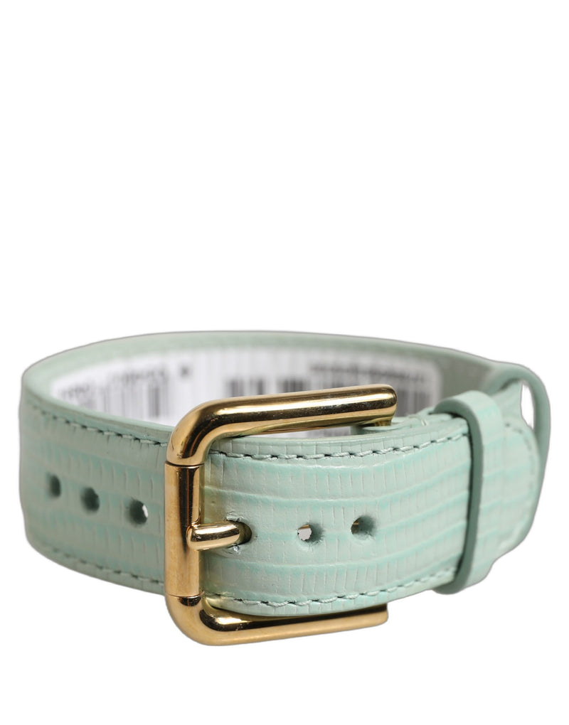 Bracelet de ceinture Dolce & Gabbana en cuir texturé vert et boucle dorée