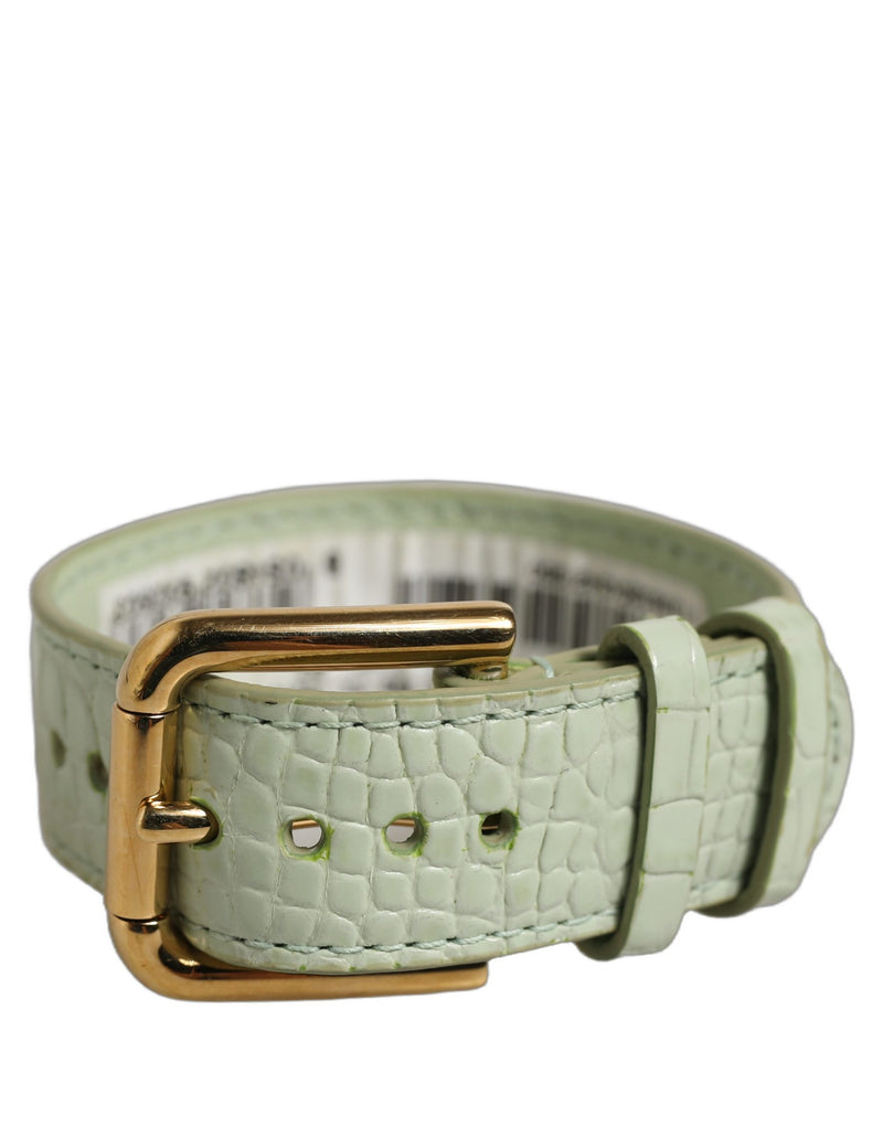 Bracelet à sangle de ceinture Dolce & Gabbana en cuir gaufré vert avec boucle dorée