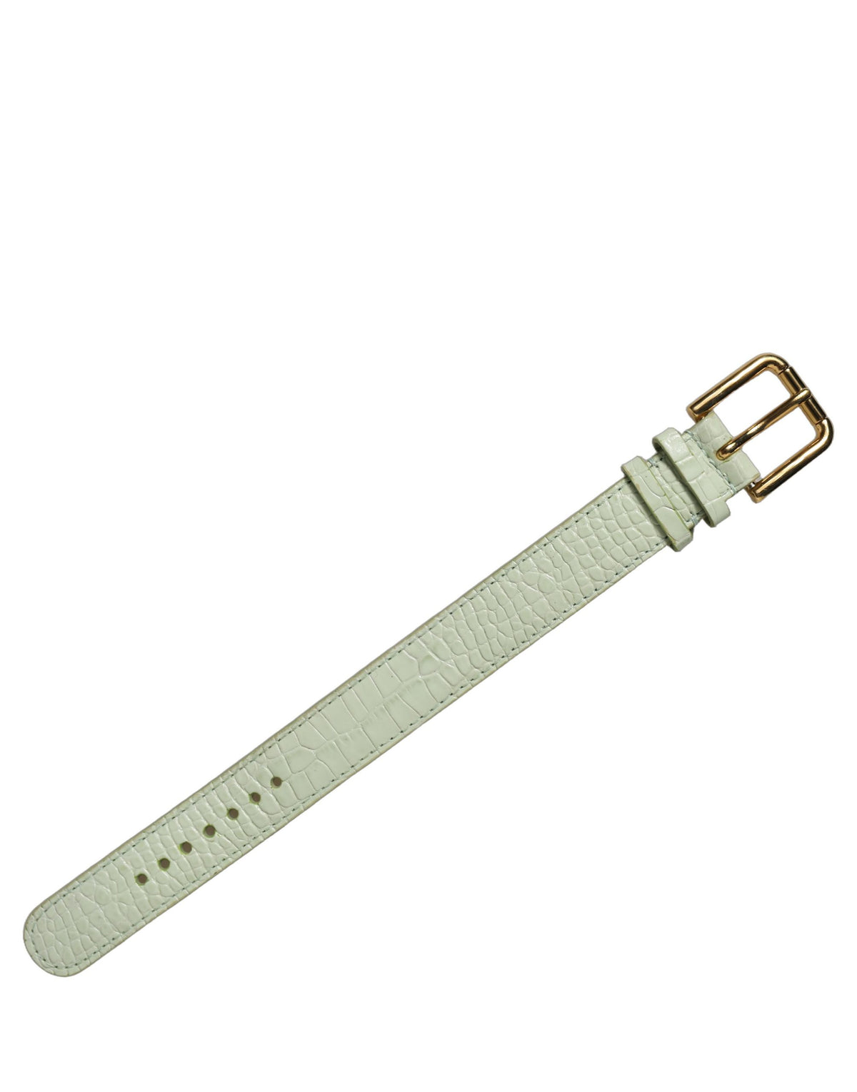 Bracelet à sangle de ceinture Dolce & Gabbana en cuir gaufré vert avec boucle dorée