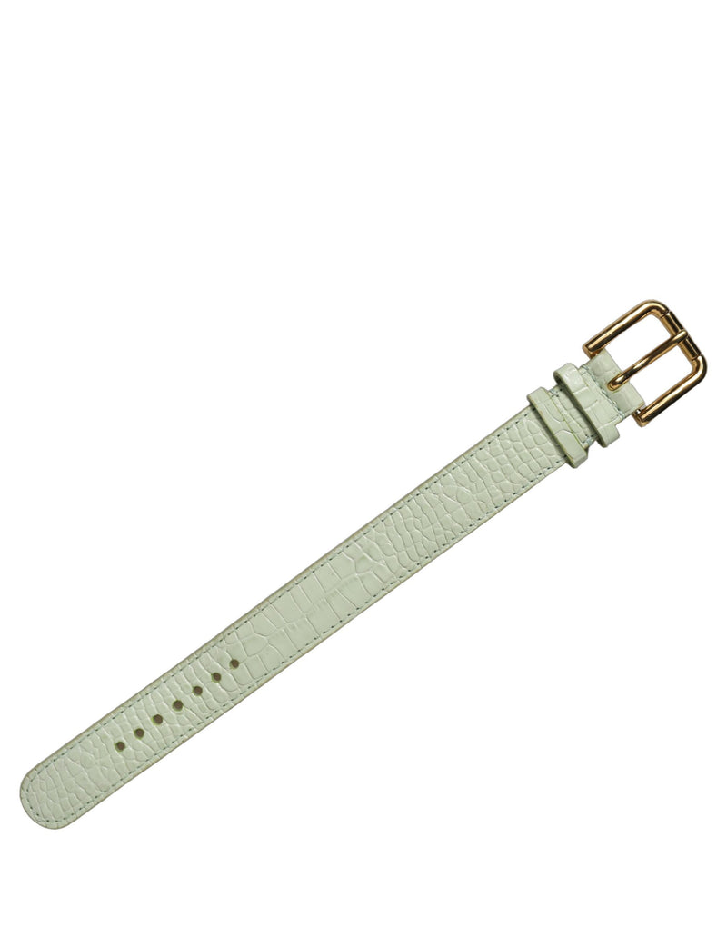 Bracelet à sangle de ceinture Dolce & Gabbana en cuir gaufré vert avec boucle dorée