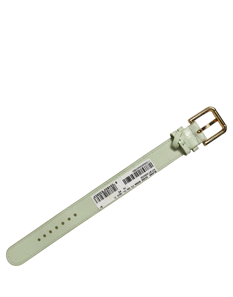 Bracelet à sangle de ceinture Dolce & Gabbana en cuir gaufré vert avec boucle dorée