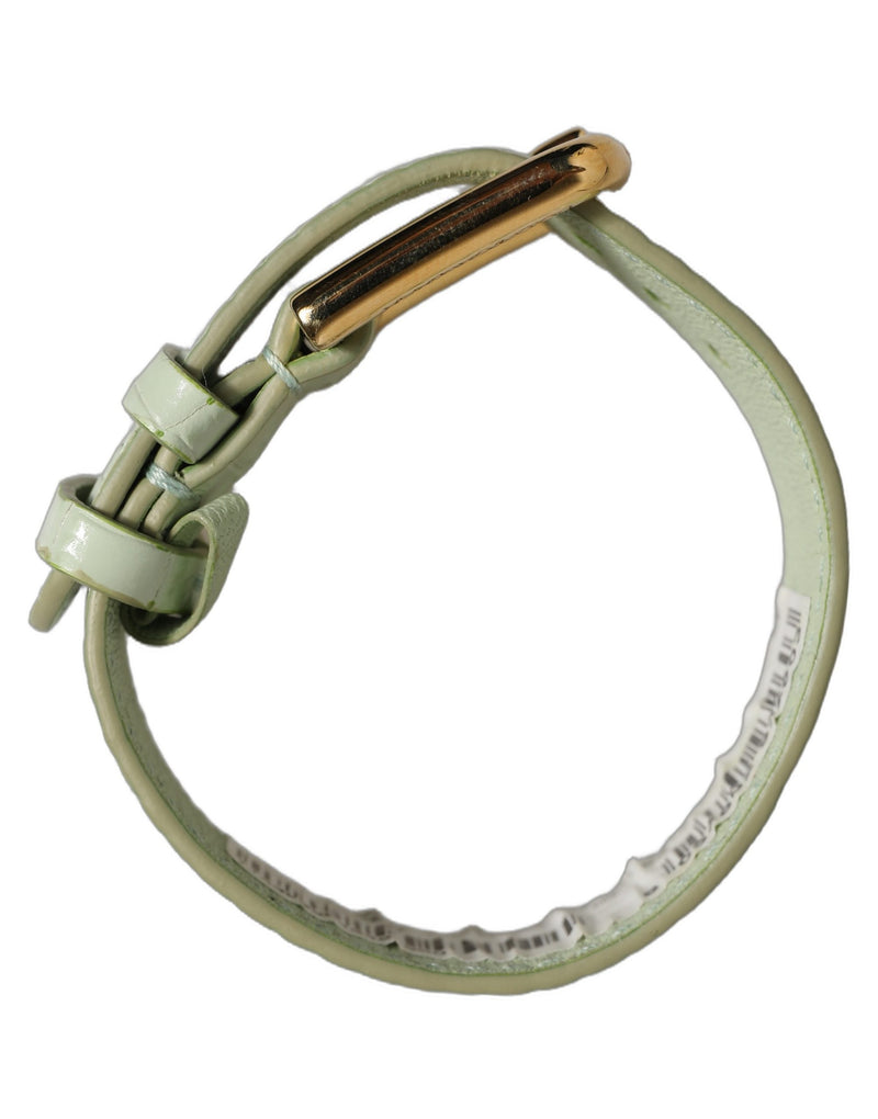 Bracelet à sangle de ceinture Dolce & Gabbana en cuir gaufré vert avec boucle dorée