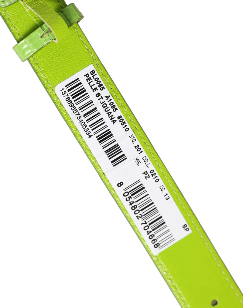 Bracelet de ceinture Dolce & Gabbana en cuir texturé vert et boucle dorée