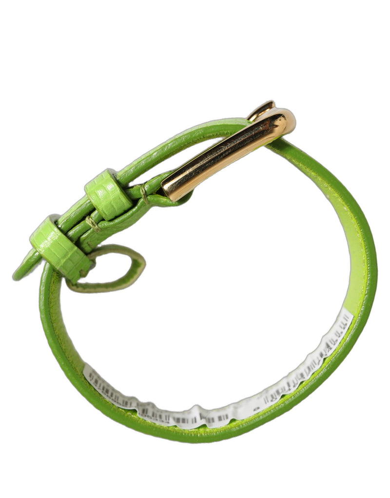 Bracelet de ceinture Dolce & Gabbana en cuir texturé vert et boucle dorée