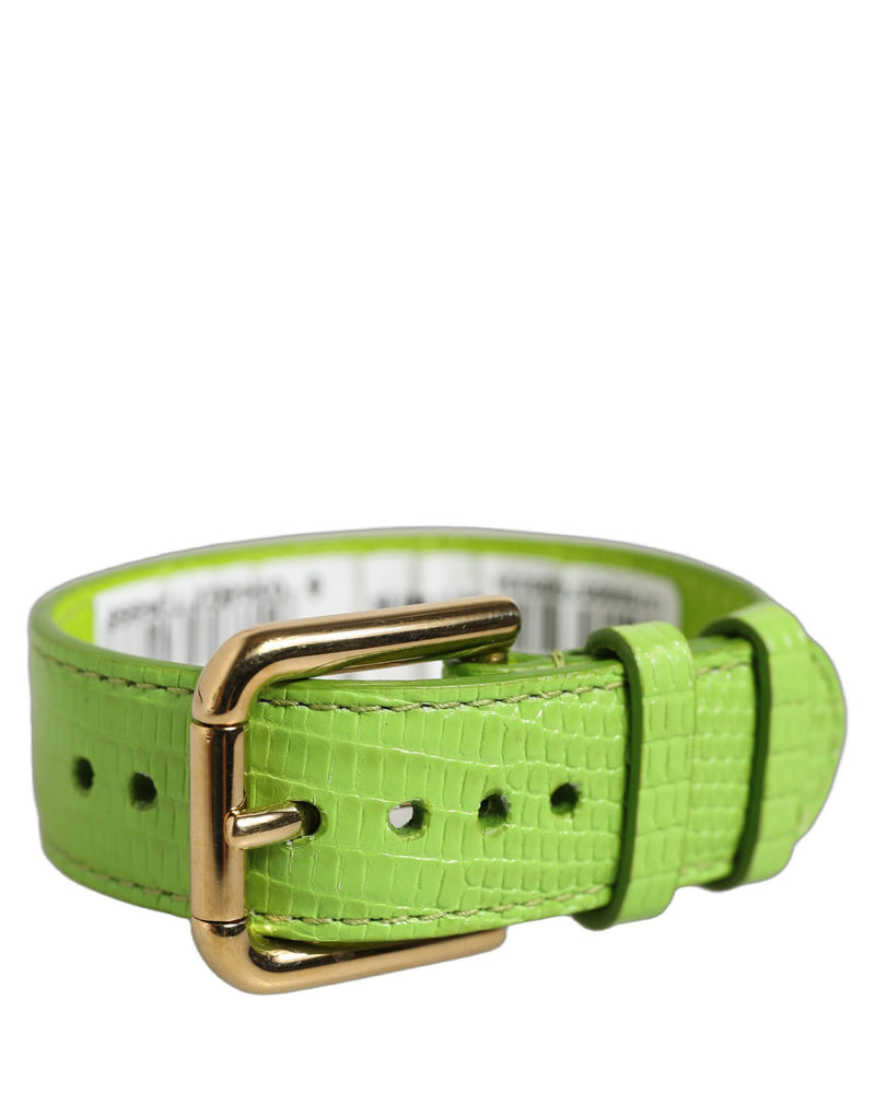 Bracelet de ceinture Dolce & Gabbana en cuir texturé vert et boucle dorée