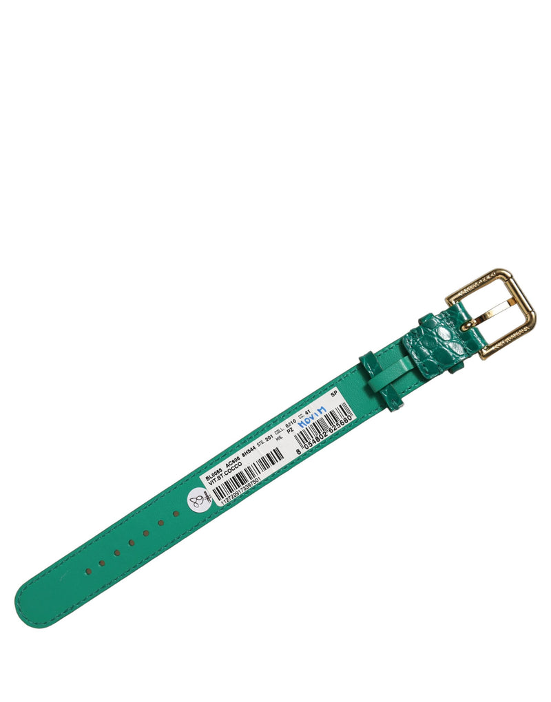 Bracelet à sangle de ceinture Dolce & Gabbana en cuir gaufré vert avec boucle dorée